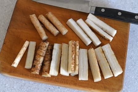 新ごぼうを切ったあとの状態