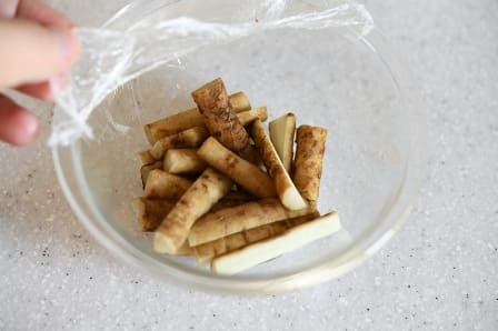 加熱したあとの新ごぼう