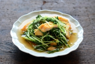 水菜と油揚げの煮びたし