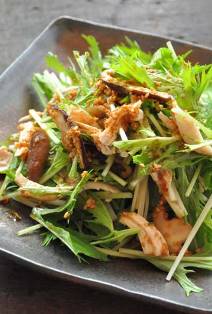 水菜と鶏ささみの和風サラダ