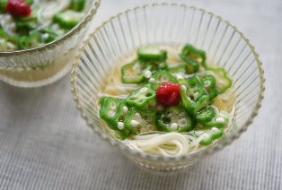 オクラとそうめんの酢の物