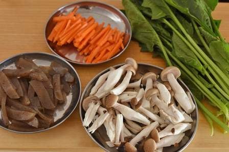 切った白和えの具材一覧