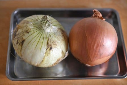 新玉ねぎと玉ねぎの写真