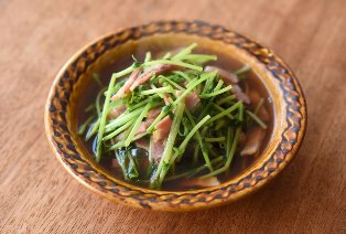 豆苗とベーコンの煮びたし