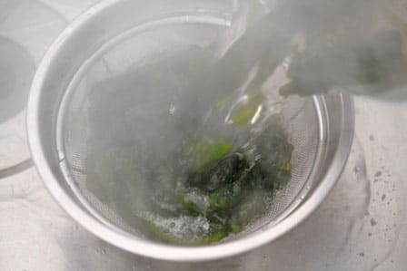 生わかめをざる上げ