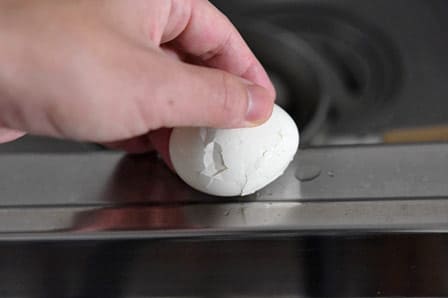 卵の殻全体にヒビを入れる